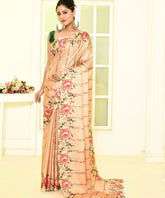Amber Floral Tussar Saree with Scalope Border